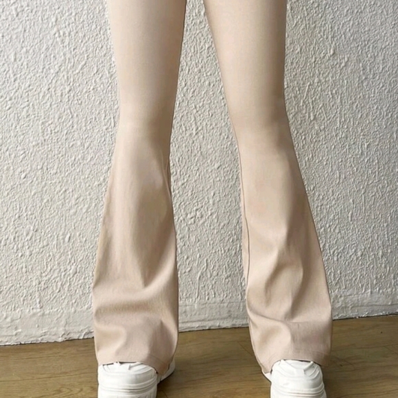 #7-High Waist Belted Flare Leg Pants - Picture 5 of 7